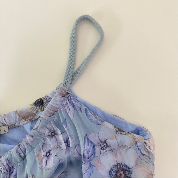 Elena Baldi blue Silk Blend Floral Tiered Maxi Dress medium new with tags - Picture 4 of 13